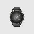 Sporty stylish black watch with a medium strap for sports. Smart watch for running.