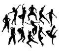 Sporty Teenage Break Dancer In Action Silhouettes