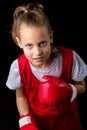 Sporty teenage girl doing boxing exercises Royalty Free Stock Photo