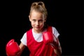 Sporty teenage girl doing boxing exercises Royalty Free Stock Photo