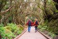 Sporty tourist couple on hiking trail, Anaga Rural Park Tenerife Canary Islands Royalty Free Stock Photo