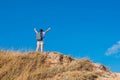 Sporty woman climbing on the cliff. Success and goal concept. Royalty Free Stock Photo