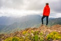 Sporty woman hiking in Anaga Mountains Taganana Tenerife, Canary island resort Royalty Free Stock Photo