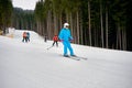 Sporty woman skiing