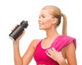 Sporty woman with special sportsman bottle