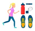 Sporty Woman at Training Process, Colorful Poster