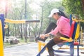 Sporty woman tying her shoes for jogging in the park, Fitness an Royalty Free Stock Photo