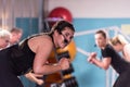 Sporty women doing aerobics exercises Royalty Free Stock Photo