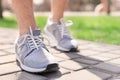 Sporty young man in training shoes outdoors, Royalty Free Stock Photo