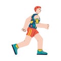 Sporty young male runner a flat vector isolated illustration