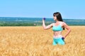 Sporty young woman doing exercise with dumbbells Royalty Free Stock Photo
