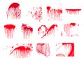 A spot of blood set. Stains blood splatter. Vector illustration on isolated background. Royalty Free Stock Photo