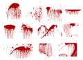 A spot of blood set. Stains blood splatter. Vector illustration on isolated background. Royalty Free Stock Photo