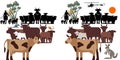 Spot the difference Australian cattle herding scene vector graphics