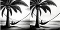 Spot the difference coconut hammock beach scenery vector graphics illustration