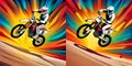 Spot the difference Motorcross jump vector graphics illustration