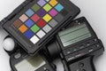 Spot Meter, flash meter and test target Royalty Free Stock Photo