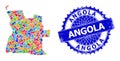 Spot Pattern Angola Map and Distress Stamp Seal