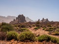 spot in Tenerife with many red rocks and beautiful mountain landscape background Royalty Free Stock Photo