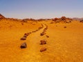 spot in Tenerife with many red rocks and beautiful mountain landscape background Royalty Free Stock Photo