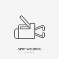 Spot welding equipment flat line icon. Metal works sign. Thin linear logo for indastrial tools store, welder services