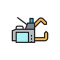 Spot welding machine flat color line icon.