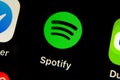 Spotify app, is a music streaming platform developed by Swedish company Spotify AB Royalty Free Stock Photo