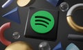 Spotify Logo Around 3D Rendering Abstract Shape Background