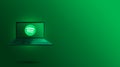 Spotify logo on laptop screen 3d rendering. Technology device computer. Social media icon