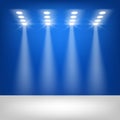 Spotlight blue stage vector background for web banners, posters, cards, Wallpaper, backdrops, labels, sites, stickers.