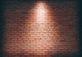 Empty space of Studio dark room black brick wall grunge texture background. Spotlight on a brick wall Royalty Free Stock Photo