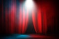 Spotlight curtain stage fight and match red and blue smoke background Royalty Free Stock Photo