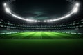 Spotlight Dreams, Empty Soccer Stadium Bathed in Night Lights Royalty Free Stock Photo