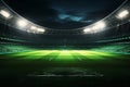 Spotlight Dreams, Empty Soccer Stadium Bathed in Night Lights Royalty Free Stock Photo