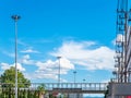 Spotlight, electric pole and overpass on sky Royalty Free Stock Photo