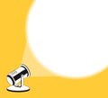 Spotlight is glowing on wall. Spotlight icon with light scattered rays. Projector with light beam. Cinema background with place Royalty Free Stock Photo