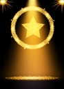 Spotlight gold background. Winner concept with star.