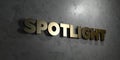 Spotlight - Gold text on black background - 3D rendered royalty free stock picture