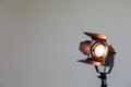 Spotlight with halogen bulb and Fresnel lens. Lighting equipment for Studio photography or videography Royalty Free Stock Photo