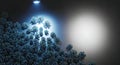 Spotlight illuminates complex molecular structures Royalty Free Stock Photo