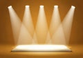 Spotlight illuminates empty stage platform, ready for award presentation or product launch Royalty Free Stock Photo