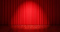 Spotlight illuminates a luxurious red stage curtain Royalty Free Stock Photo
