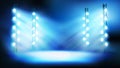 Spotlight illuminating an empty stage. Vector illustration. Royalty Free Stock Photo