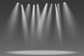 Spotlight isolated on transparent background. Light for the podium. Effect for the show. Vector illustration