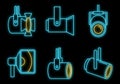 Spotlight lamp icons set vector neon