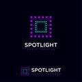 Spotlight logo. Show, musical theater. Some spots are like a square.