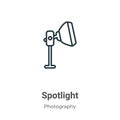 Spotlight outline vector icon. Thin line black spotlight icon, flat vector simple element illustration from editable photography Royalty Free Stock Photo