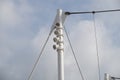 Spotlight tower against blue sky. street lamp. modern light pole. Royalty Free Stock Photo