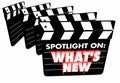 Spotlight on What`s New Update News Announcement Movie Clapper