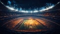 Spotlights Illuminate the Crowded Football Arena. Generative AI
